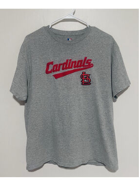 St. Louis Cardinals Embroidered T-Shirt Mens Large Gray MLB Genuine Merchandise
